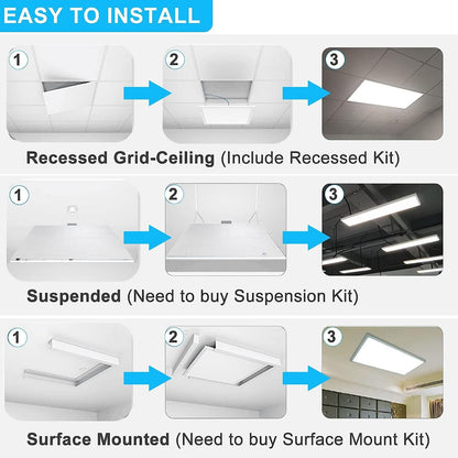 Lightdot 2x2 Led Flat Panel Light, 3CCT 3000K/4000K/5000K 0-10V Dimmable CRI90, 8000LM LED Light Drop Ceiling Fixture