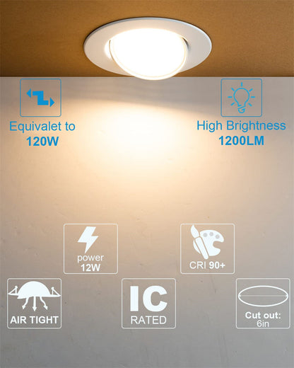 5/6 Inch  Gimbal Adjustable (Aim The Light in Any Direction)Rotated Dimmable Recessed Focused Can Light