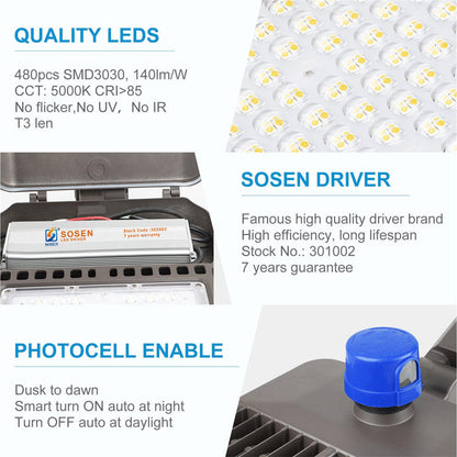 320W LED Parking Lot Lights 44800lm (Eqv.1200W MH/HPS) 5000K Led Parking Lot Lighting with Photocell, Adjustable Arm Mount, IP65 Outdoor Area Light ( 7Years Guarantee) Visit the Lightdot Store