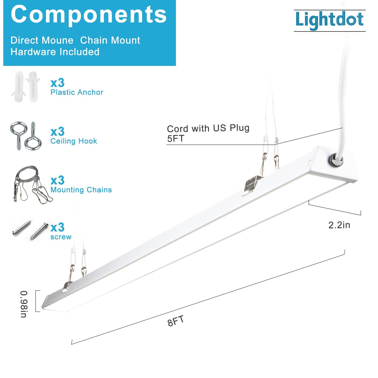 8 ft led shop strip lights