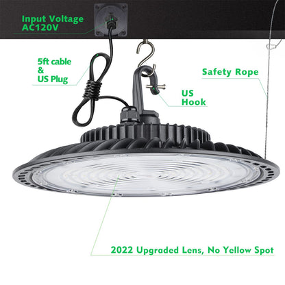 Lightdot 200W LED High Bay Light with Motion Sensor, 28000lm (Eqv.800W MH/HPS) High Bay LED Lights, ETL Listed 5000K,Smart Motion Activated Commercial Bay Lights - 4Pack(Remote Buy Separately)