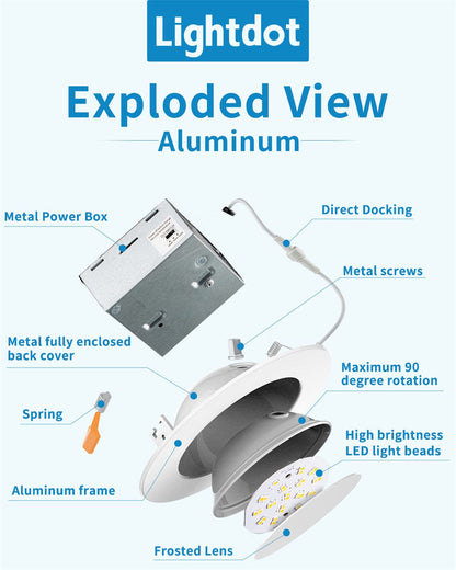 5/6 Inch  Gimbal Adjustable (Aim The Light in Any Direction)Rotated Dimmable Recessed Focused Can Light